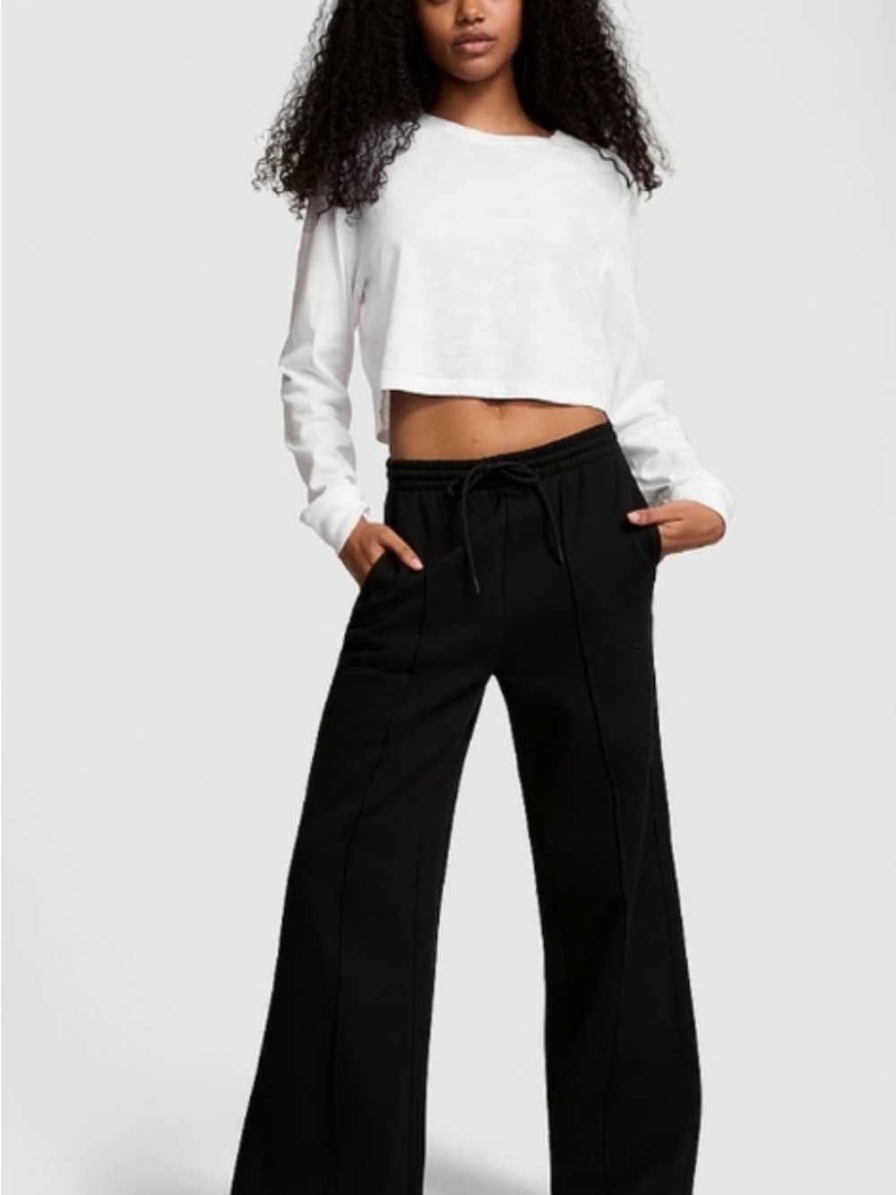 VS Pink black medium IVY FLEECE WIDE-LEG SWEATPANTS